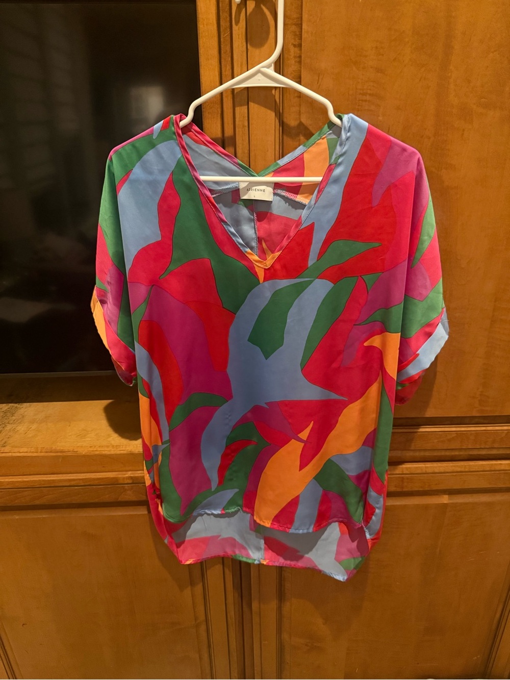 Adrienne Multicolor Abstract V-Neck Blouse